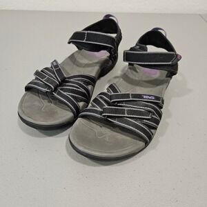 Teva Womens Tirra Hiking Sandals Size 10 Black‎ Strappy Hook Loop Walking